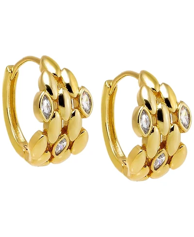 by Adina Eden Cubic Zirconia Gold Plated Scattered Watch Link Huggie Earrings