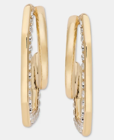 Karl Lagerfeld Paris Small Pave Geometric Split-Hoop Earrings, 0.73"