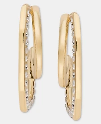 Karl Lagerfeld Paris Small Pave Geometric Split-Hoop Earrings, 0.73"