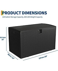gaomon Outdoor 120-Gallon Waterproof Lockable Storage Box – Durable Deck Organizer for Packages, Patio Furniture & Garden Tools
