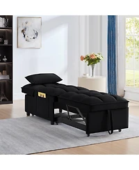 sumyeg 4-in-1 Convertible Sofa Bed with Storage Pockets Adjustable Backrest and Chaise Lounge