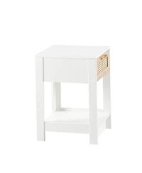 sumyeg Modern Rattan End Table with Drawer Nightstand Side