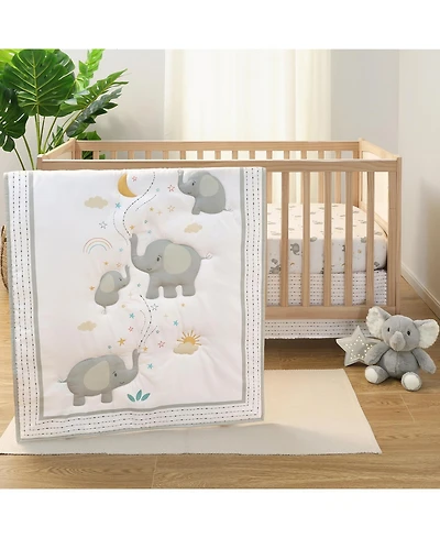 The Peanutshell Baby Crib Bedding Set Girls, Elephant Whimsy, 3 Pieces
