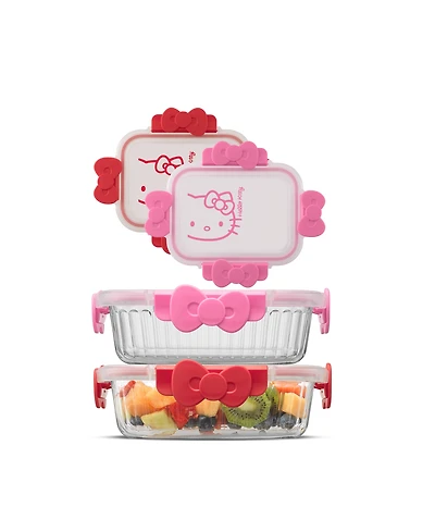 JoyJolt Hello Kitty Fluted Food Storage Containers, Set of 2