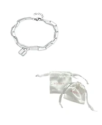 Adornia Silver-Tone Padlock Mixed Chain Bracelet