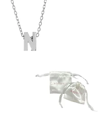 Adornia Rhodium-Plated Mini Initial A Pendant Necklace, 16" + 2" extender