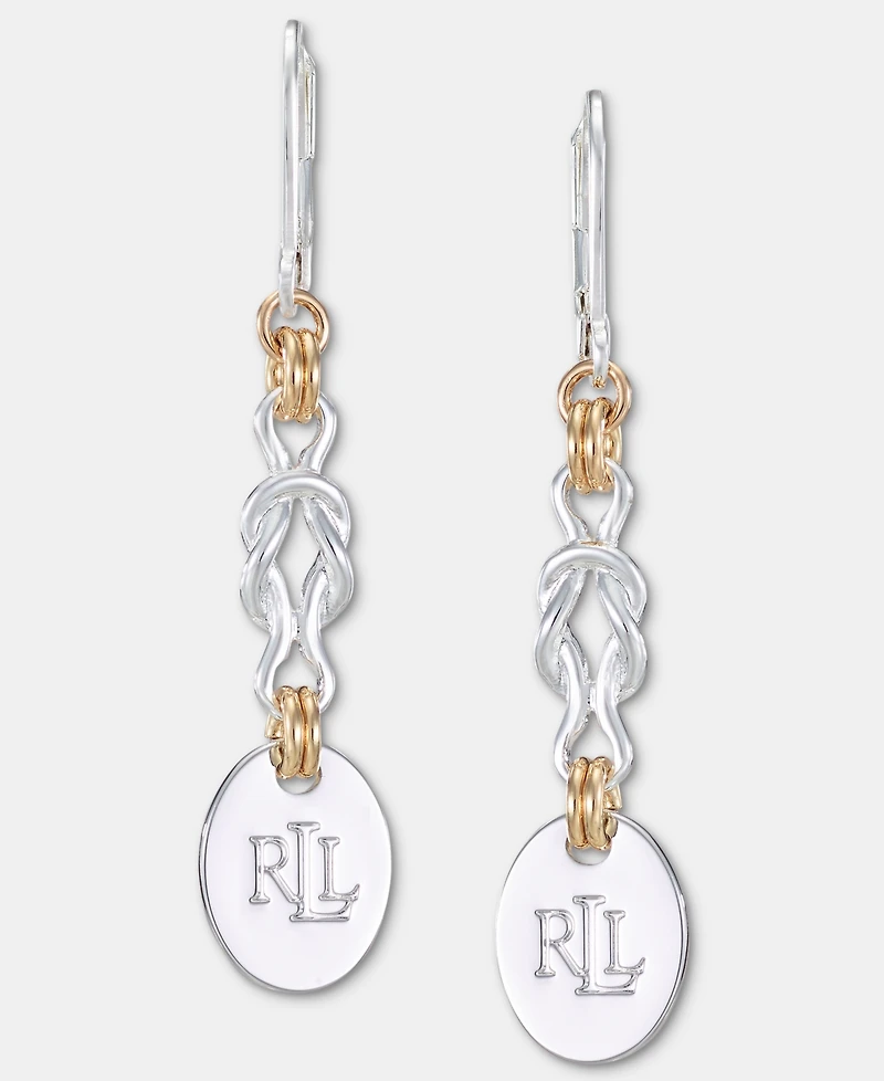 Lauren Ralph Lauren Logo Knot Gold-Tone Linear Earrings