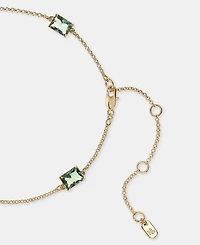 Lauren Ralph Gold-Tone Glass Stone Station Necklace. 16" + 3" extender