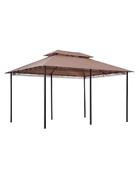 Outsunny 9.2 x 9.7 ft Outdoor Gazebo w/ Curtains for Patio Backyard,