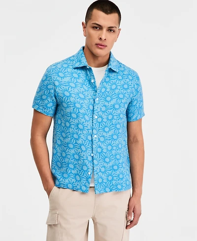 Sun + Stone Men's Cotton Printed Short-Sleeve Button Shirt, Macy's Exclusive