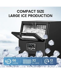 Cowsar Commercial Ice Maker Machine,66Lbs/24H Stainless Steel Undercounter Ice Maker with 8Lbs Storage Capacity,Self-Cleaning Freestanding Ice Machine