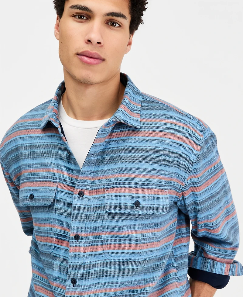 Sun + Stone Men's Cotton Striped Long-Sleeve Shirt, Macy's Exclusive