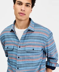 Sun + Stone Men's Cotton Striped Long-Sleeve Shirt, Macy's Exclusive
