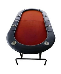 Rbied 73" Oval Wood Foldable Poker Table for 8 Players with Faux Leather Padded Rails and Cup Holders for Living Room or Game Nights