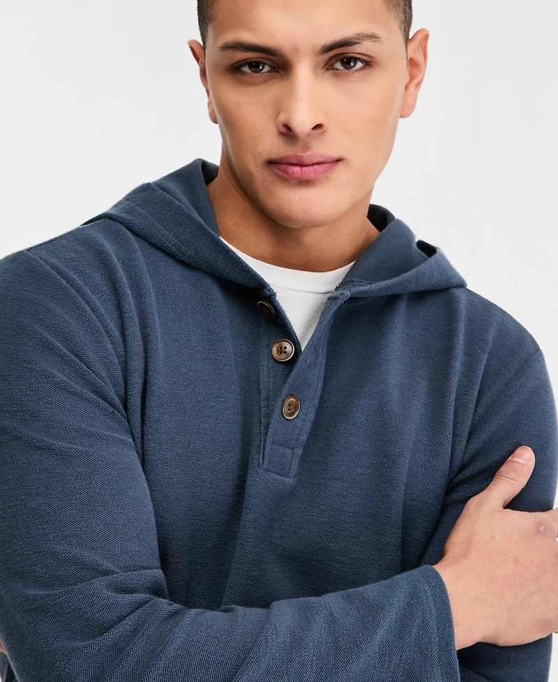 Sun + Stone Men's Beach Terry Button-Placket Hoodie, Macy's Exclusive