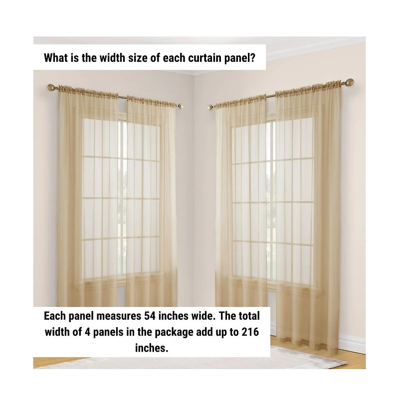 Hlc.me Essentials Sheer Voile Window Treatment Rod Pocket Curtain Panels