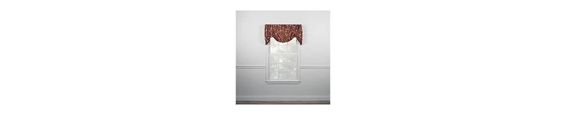 Ellis Curtain Meadow High Quality Room Darkening Solid Natural Color Lined Tie-Up Window Valance - 50 x22", Cardinal