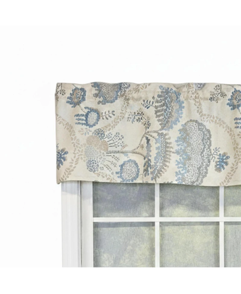 Rlf Home 100% Cotton High Quality Serene Tailored Window Valance with 1.5" Rod Pocket 50" W X 12" L Blue