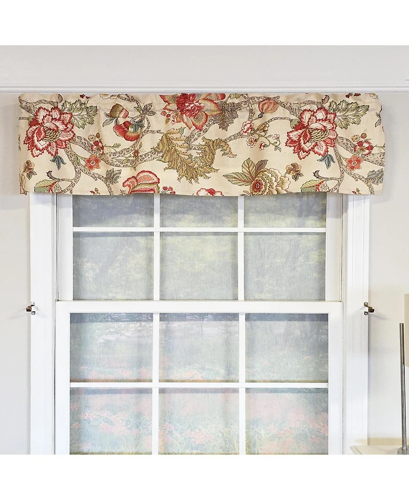 Rlf Home 100% Cotton High Quality Ceci Tailored Window Valance with 1.5" Rod Pocket 50" W X 12" L Red