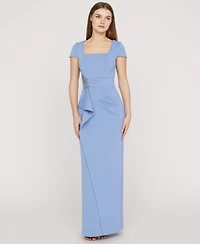 Js Collections Women's Square Neck Front-Cascade Gown