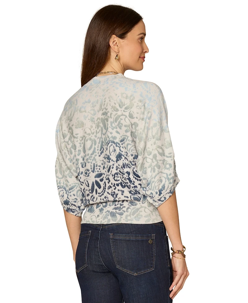 Democracy Petite Round Neck Dolman-Sleeve Printed Top
