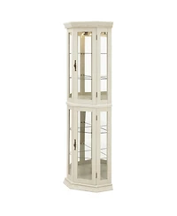 Streamdale Lighted Corner Curio Cabinet - Glass Display Shelf - White