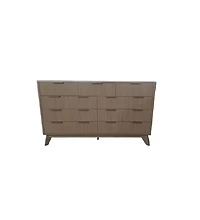 gaomon 54" Wide 9 Drawer Dresser,Wooden Chest of Drawers with Fluted Wave Pattern, Metal Handles, Modern Tv Stand Dresser Curved Profile