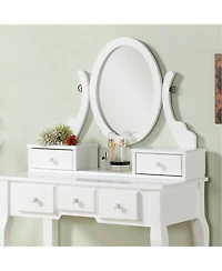 Streamdale Ashley Wood Make-Up Vanity Table and Stool Set, White
