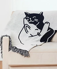 Uncommon Goods Snuggle Cat Cotton Throw Blanket, 60" x 46"