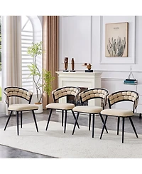 Streamdale Set of 2 Beige Velvet Dining Chairs with Black Legs
