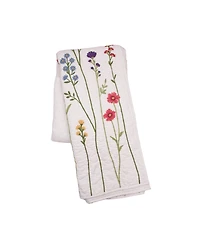 50" x 60" Botanical Field Floral Embroidered Quilted Throw Blanket