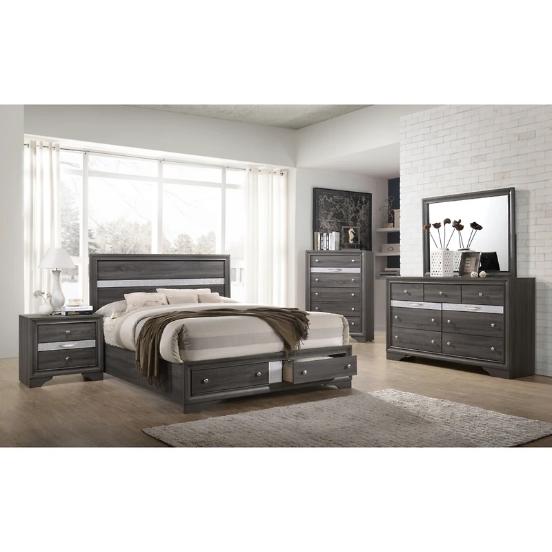 Streamdale Furniture Traditional Matrix 2 Drawers Nightstand In Gray Made With Wood