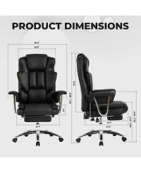 Streamdale Executive Chair with Footrest, Leather & Ergonomic