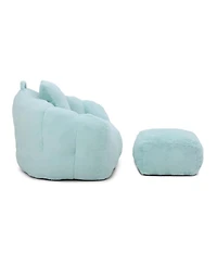 Streamdale Furniture Giant Faux Fur Bean Bag Chair with Footstool