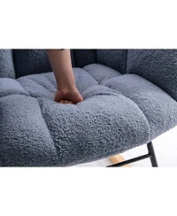 Streamdale Teddy Fabric Rocking Gilder Nursery Chair For Living Room Indoor,Light Blue