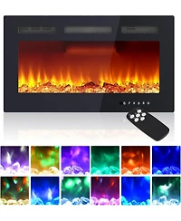 Gaomon 30" Wall Mounted Electric Fireplace Heater, 12 Flame Colors, Timer, Touch Screen, 750/1500W for Living Room