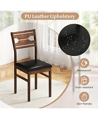 Gymax Dining Chair Set of w/ Rubber Wood Frame Padded Seat Curved Backrest