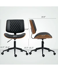 Homcom Home Office Chair No Arms with Wheels, 360 Swivel Desk Chair,