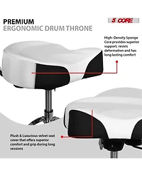 5 Core Drum Throne w Backrest 4" Padded Stool Airlift 25" Adjustable Drummer 441Lb Capacity