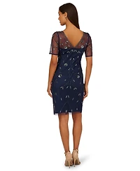 Adrianna Papell Women's Beaded Boat Neck Sheath Dress