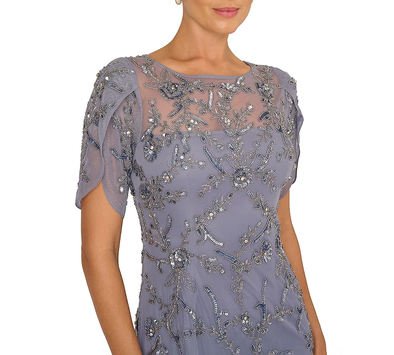 Adrianna Papell Women's Beaded Petal Ball Gown