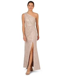 Adrianna Papell Women's One-Shoulder Jacquard Gown