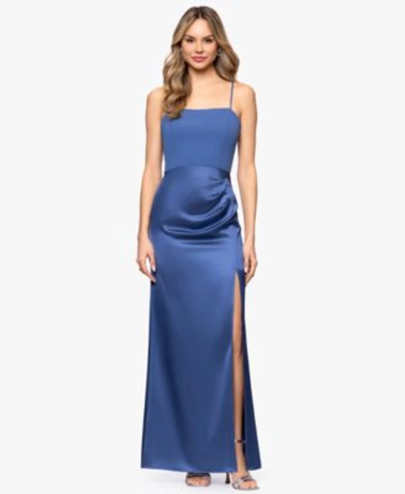 B A By Betsy Adam Womens Side Slit Square Neck Ball Gown