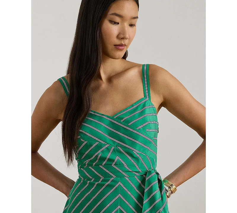 Lauren Ralph Women's Striped Belted Sleeveless Dress