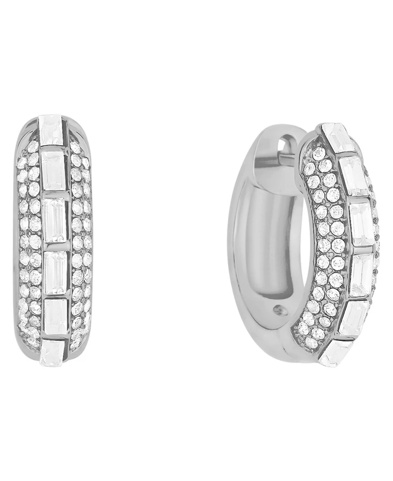 And Now This Crystal Pave Silver-Plated Brass Hoop Earrings, Macy's Exclusive