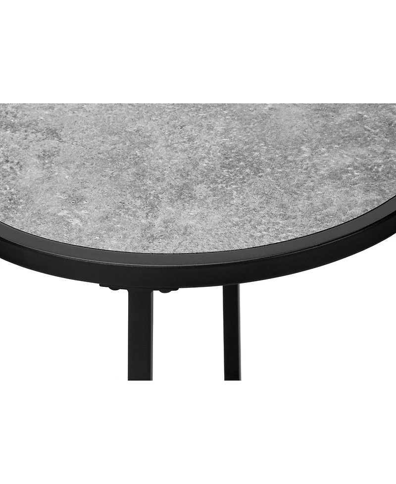 Lovmor Contemporary Round Accent Table with Grey Laminate Top & Black Metal Base