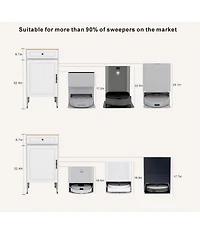 Lovmor Antique White Rolling Storage Cabinet with Adjustable Shelf and Robot Vacuum Hideaway