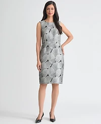 Kasper Women's Leaf Jacquard Sleeveless Sheath Dress