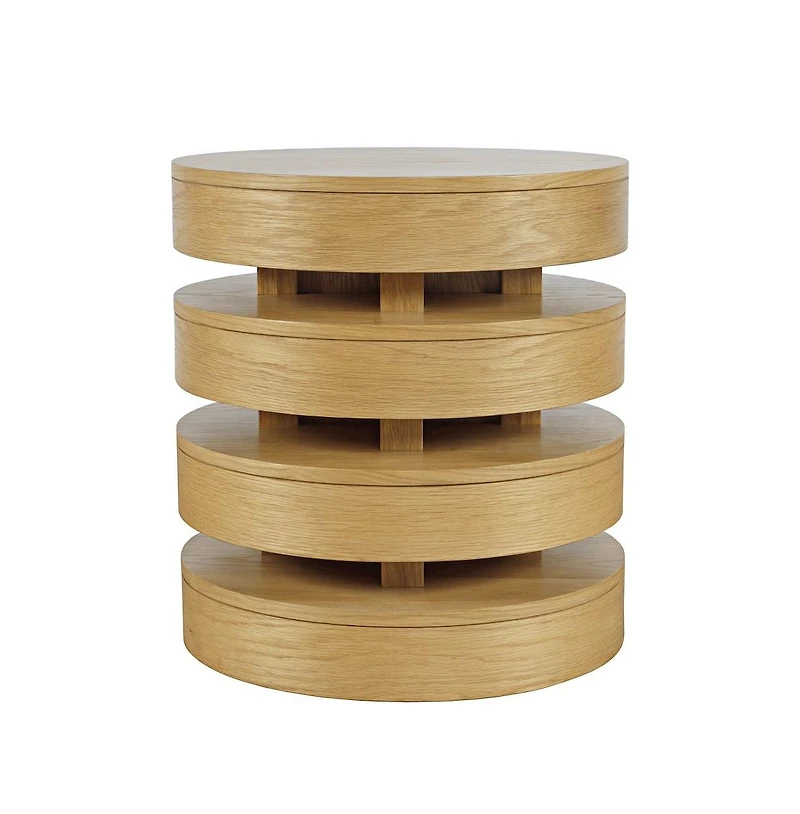 Jofran Brix Mid-Century Modern Floating Sculpture Layered Round End Table