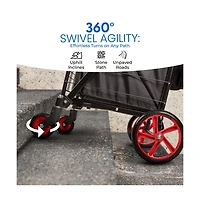 SereneLife Folding Utility Cart with Liner, Heavy-Duty, 360° Swivel Wheels, lb Capacity, Portable for Groceries